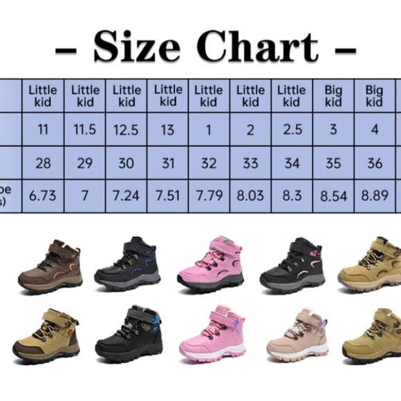 ephiza Boys Winter Warm Hiking Snow Boots Outdoor Insulated Fur Lined - Picture 10 of 10